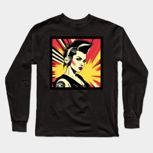 Punk Rock Girl Comic Book Style Long Sleeve T-Shirt